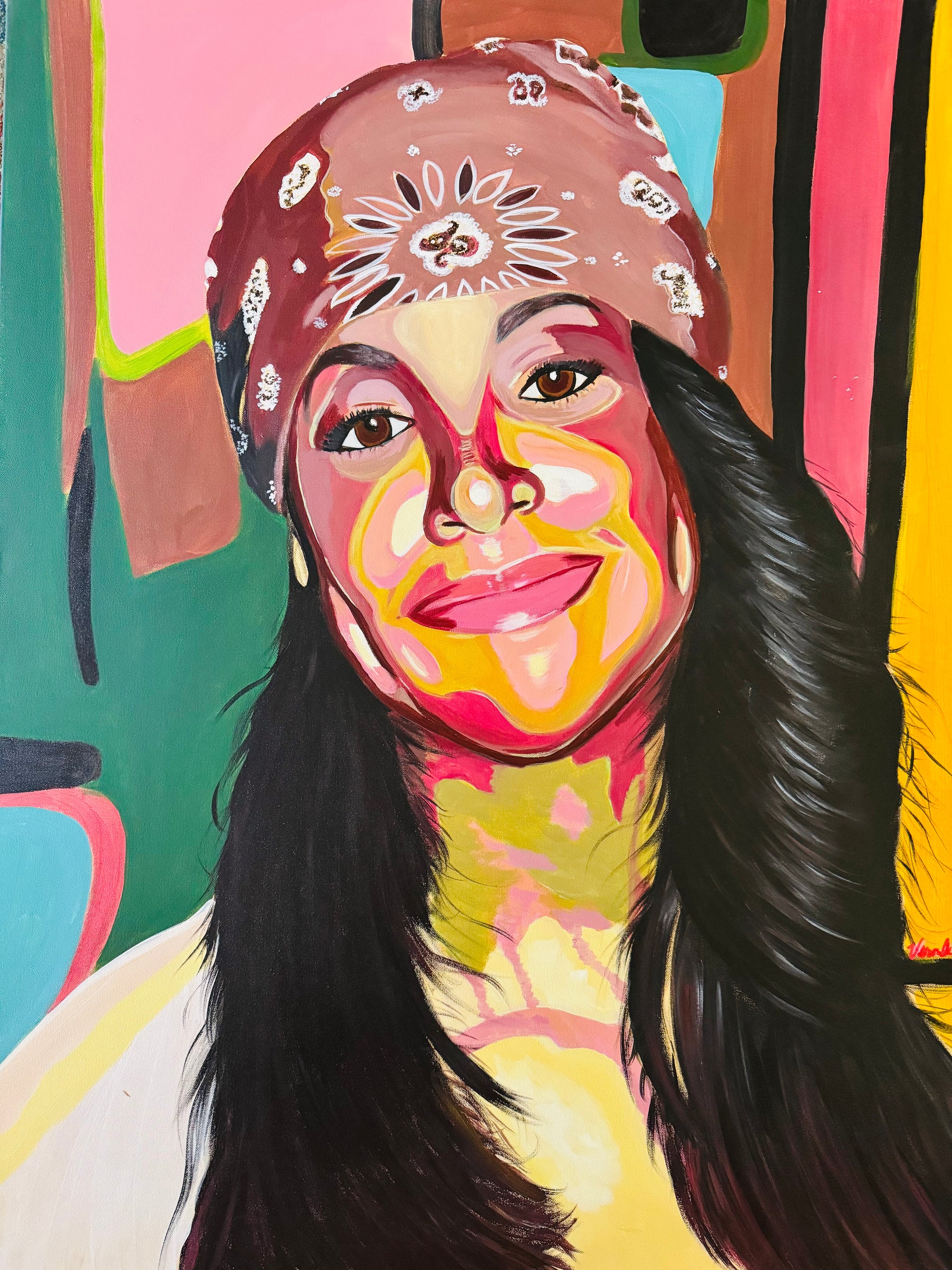 Aaliyah, acrylic portrait on canvas by Veronda Jones