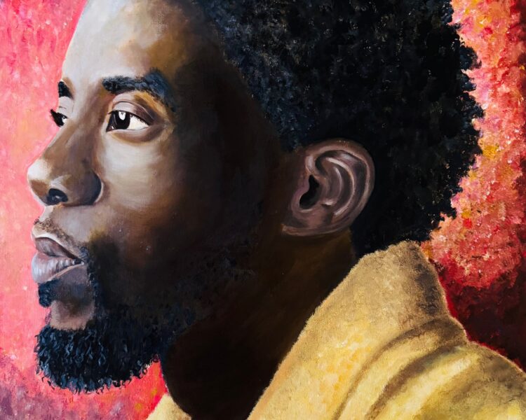 Chadwick Boseman, acrylic portrait on canvas by Veronda Jones