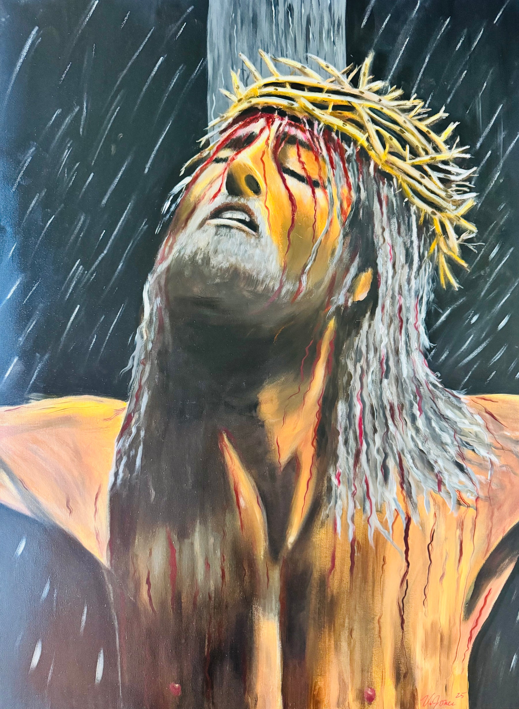 The Crucifixion, acrylic painting by Veronda Jones