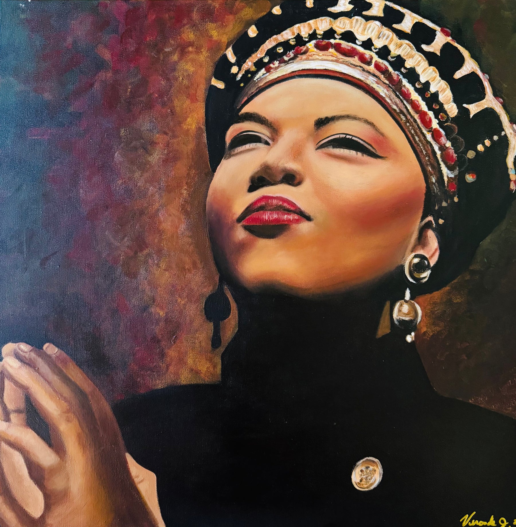 Queen Latifah, acrylic portrait on canvas by Veronda Jones