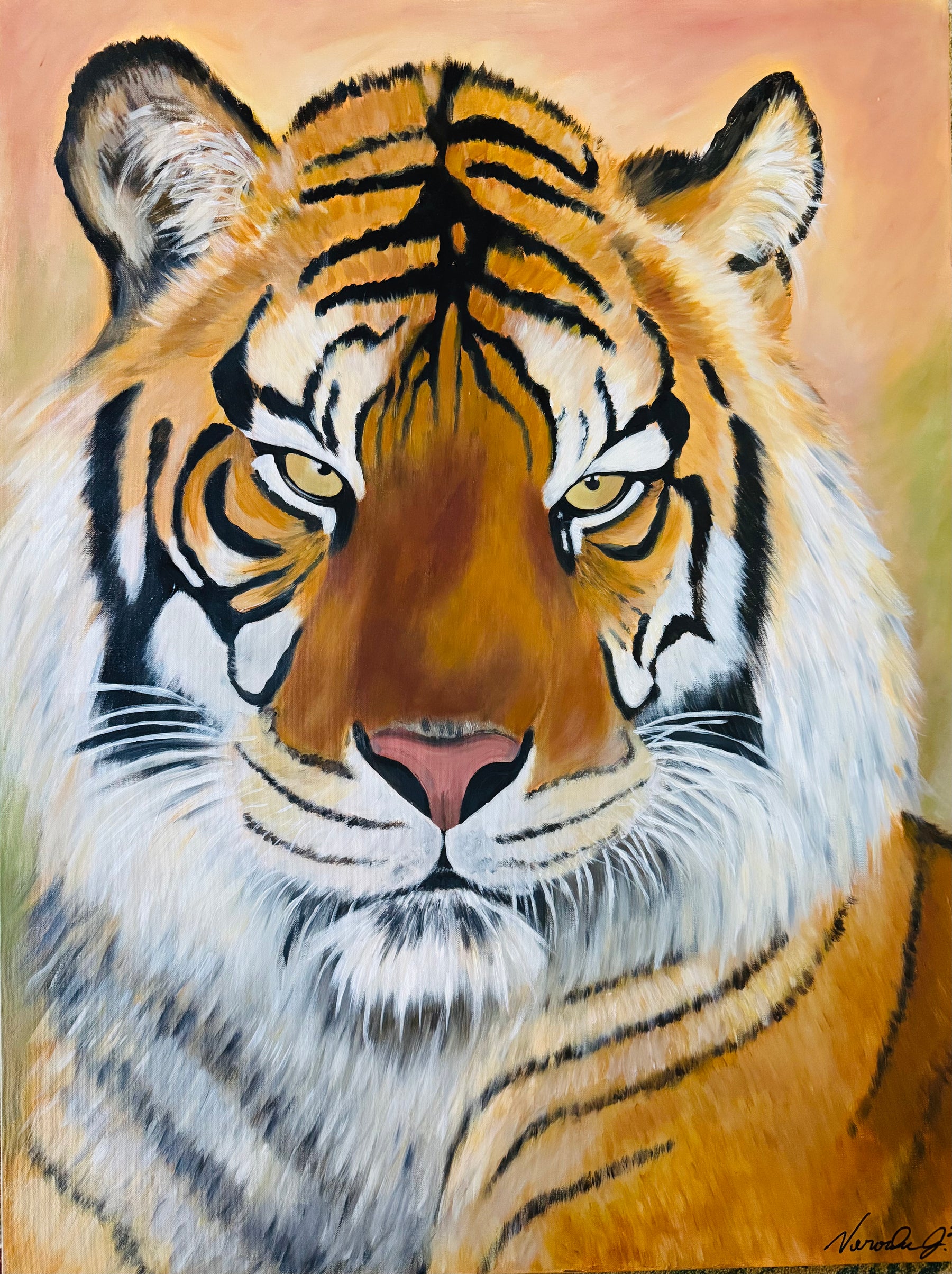 Tiger, acrylic animal painting by Veronda Jones